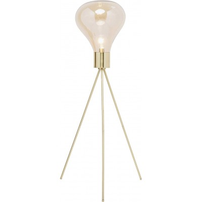 Lámpara de pie 40W Forma Esférica 160×50 cm. Trípode de sujeción Salón, comedor y dormitorio. Estilo moderno. Acero y Vidrio. Color dorado