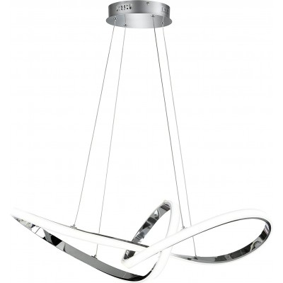 Lampe à suspension 49W Façonner Ronde 92×35 cm. Salle, salle à manger et hall. Style classique. Métal. Couleur chromé