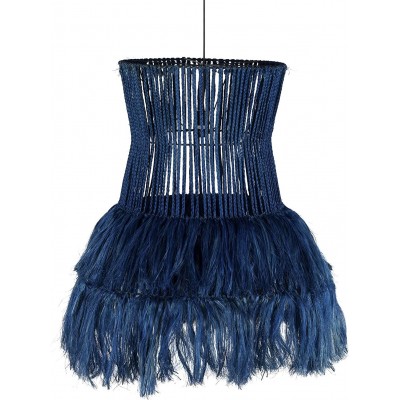 Lámpara colgante Forma Cilíndrica 80×80 cm. Diseño con fibras Salón, cocina y comedor. Estilo moderno. Color azul