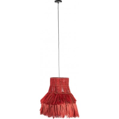 Lampada a sospensione Forma Cilindrica 40×40 cm. Disegno delle fibre Cucina, sala da pranzo e camera da letto. Stile moderno. Colore rosso