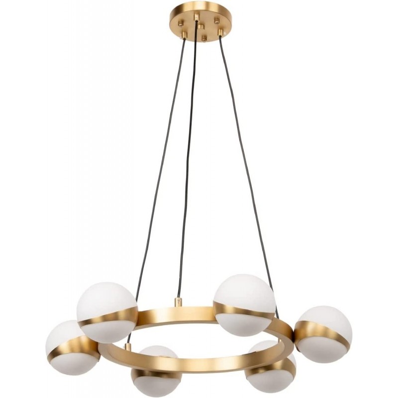 699,95 € Free Shipping | Hanging lamp Spherical Shape 67×67 cm. 6 spotlights Living room, kitchen and bedroom. Modern Style. Metal casting and Glass. Copper Color