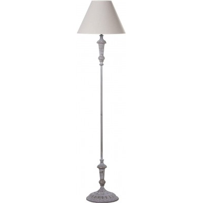 Floor lamp Conical Shape 155×38 cm. Living room, dining room and lobby. Metal casting and Linen. Gray Color