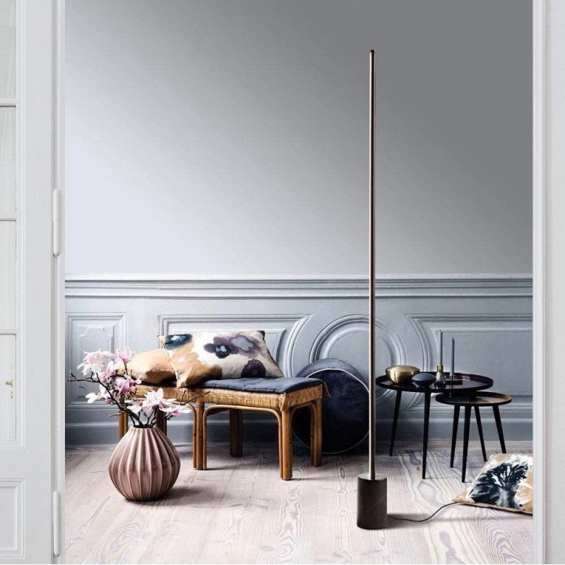 414,95 € Free Shipping | Floor lamp 29W Extended Shape 170×11 cm. Dining room, bedroom and lobby. Design Style. Acrylic, Aluminum and Marble. Black Color