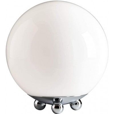 Lámpara de sobremesa Forma Esférica 27×25 cm. Salón, comedor y vestíbulo. Estilo moderno. Metal y Vidrio. Color blanco