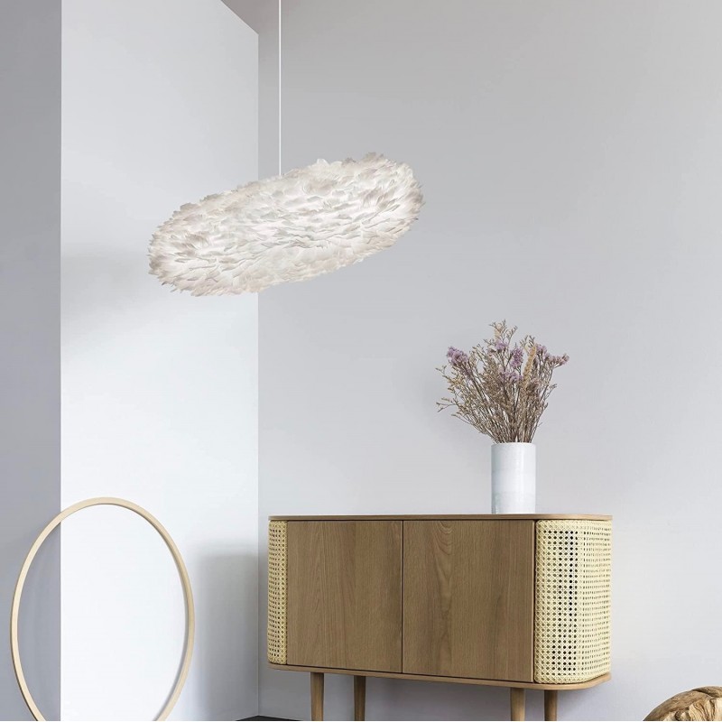 408,95 € Free Shipping | Hanging lamp Round Shape 75×49 cm. Living room, dining room and bedroom. Steel. White Color