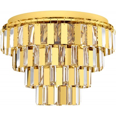 297,95 € Free Shipping | Ceiling lamp Eglo 40W Round Shape 54×49 cm. Living room, dining room and lobby. Steel and Crystal. Golden Color