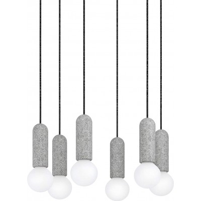 Hanging lamp Eglo 40W Cylindrical Shape 150×54 cm. 6 spotlights Living room, dining room and bedroom. Steel. Anthracite Color