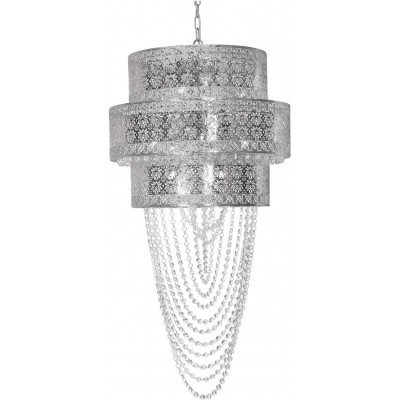 Hanging lamp Cylindrical Shape 57×56 cm. Living room, dining room and bedroom. Crystal. Plated chrome Color