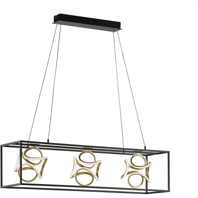 Lámpara colgante 54W Forma Rectangular 160×108 cm. 3 puntos de luz Salón, comedor y vestíbulo. Estilo moderno. Metal. Color negro
