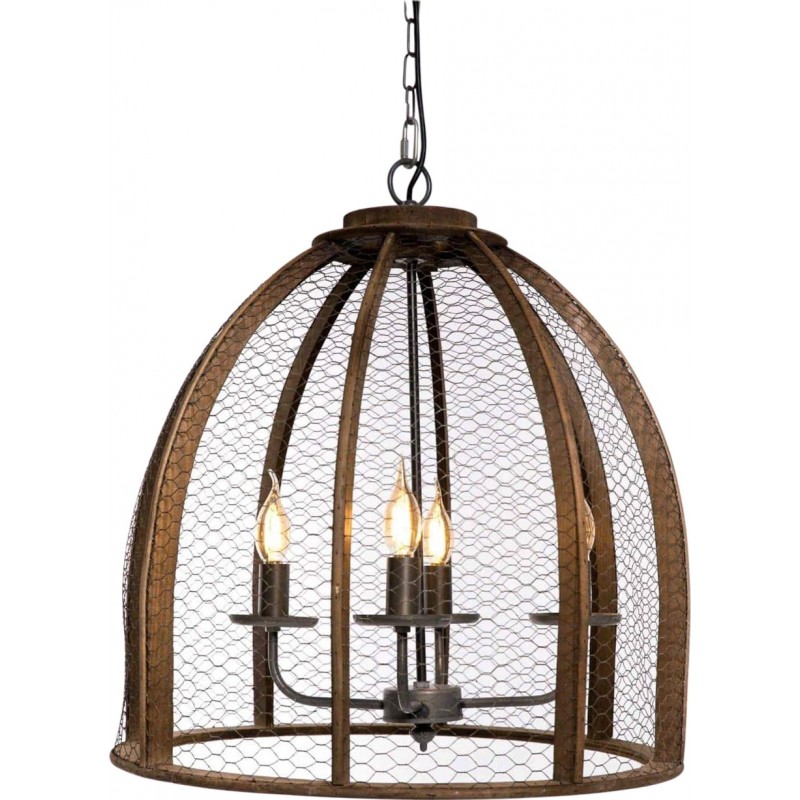 296,95 € Free Shipping | Hanging lamp Spherical Shape 57×54 cm. 4 points of light Living room, dining room and lobby. Classic Style. Metal casting and Wood. Golden Color