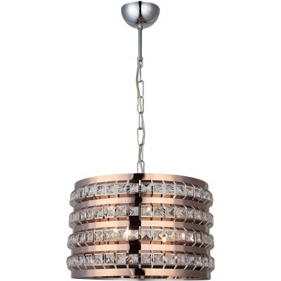 362,95 € Free Shipping | Hanging lamp 40W Cylindrical Shape 65×34 cm. Living room, dining room and bedroom. Crystal and Metal casting. Copper Color
