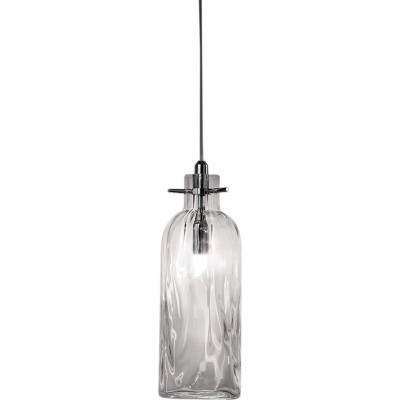 Lámpara colgante 33W Forma Cilíndrica 26×10 cm. Salón, comedor y vestíbulo. Estilo moderno. Cristal, Metal y Vidrio. Color gris