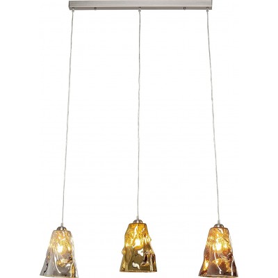 吊灯 锥 形状 150×99 cm. 3点光 饭厅, 卧室 和 大堂设施. 现代的 风格. 金属, 木头 和 玻璃