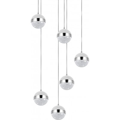 342,95 € Free Shipping | Hanging lamp Eglo 3W Spherical Shape 150×50 cm. 6 spotlights Living room, dining room and bedroom. Steel and PMMA. Plated chrome Color