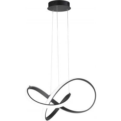 Lámpara colgante 44W Forma Redonda 55×55 cm. Salón, comedor y dormitorio. Estilo moderno. Aluminio y Metal. Color negro