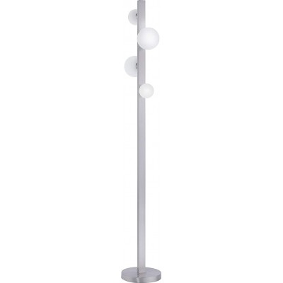 Lámpara de pie Trio 3W Forma Alargada 153×22 cm. 4 puntos de luz Salón, comedor y vestíbulo. Estilo moderno. Metal y Vidrio. Color níquel