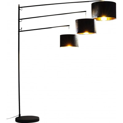 Lampada da pavimento 60W Forma Cilindrica 199×162 cm. 3 punti luce Soggiorno, sala da pranzo e camera da letto. Colore nero