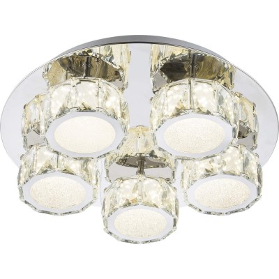 301,95 € Free Shipping | Ceiling lamp Round Shape 40×40 cm. 5 spotlights Living room, bedroom and lobby. Crystal. Silver Color