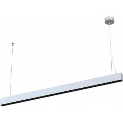 Lampada a sospensione 50W Forma Estesa 120×7 cm. LED dimmerabili griglia antiriflesso Soggiorno, sala da pranzo e camera da letto. Alluminio. Colore argento