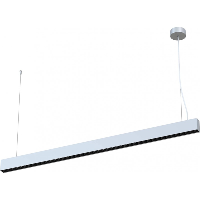 429,95 € Envoi gratuit | Lampe à suspension 50W Façonner Étendue 120×7 cm. LED dimmables grille antireflet Salle, salle à manger et chambre. Aluminium. Couleur argent