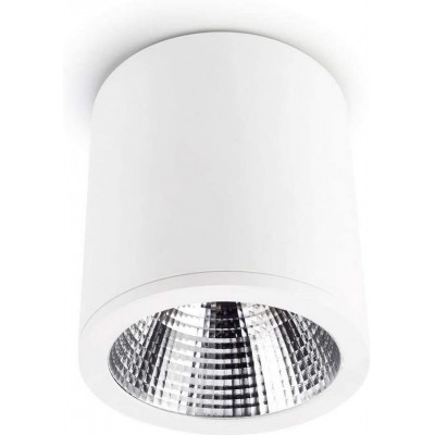 Внутренний точечный светильник Цилиндрический Форма 24×19 cm. Гостинная, столовая и спальная комната. Алюминий и Поликарбонат. Белый Цвет