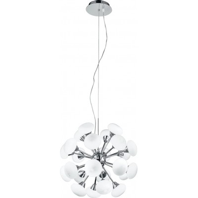 Lámpara de araña 3W Forma Esférica 120×40 cm. Salón, comedor y dormitorio. Estilo moderno. Vidrio y Metal Cromado. Color blanco