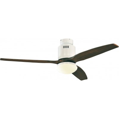 Ceiling fan with light 80W 132×132 cm. 3 vanes-blades Dining room, bedroom and lobby. Modern Style. Wood. Brown Color