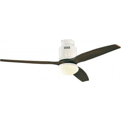 369,95 € Envio grátis | Ventilador de teto com luz 80W 132×132 cm. 3 palhetas Madeira. Cor castanho