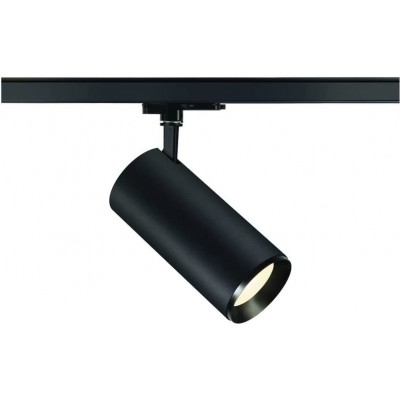 Indoor spotlight 35W Cylindrical Shape 30×14 cm. Adjustable LED. Three-phase rail-rail system. adjustable in position Living room, bedroom and lobby. Aluminum. Black Color