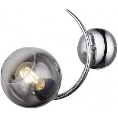 325,95 € Free Shipping | Indoor wall light 40W Spherical Shape 28×22 cm. Dining room, bedroom and lobby. Crystal, Metal casting and Glass. Plated chrome Color
