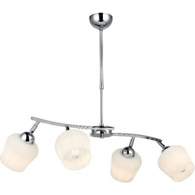 Lampe à suspension 40W Façonner Étendue 77×70 cm. 4 points de lumière Salle à manger, chambre et hall. Cristal, Métal et Verre. Couleur chromé