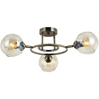 191,95 € Kostenloser Versand | Deckenlampe 40W 57×57 cm. 3 Lichtpunkte Metall und glas. Golden Farbe