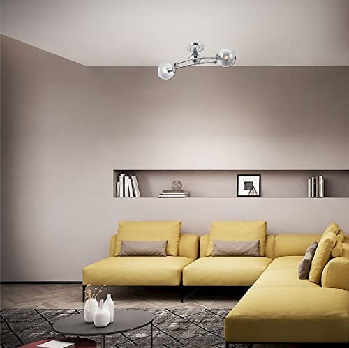 149,95 € Spedizione Gratuita | Lampada da soffitto 69×28 cm. 2 punti luce Cristallo, metallo e bicchiere. Colore cromato