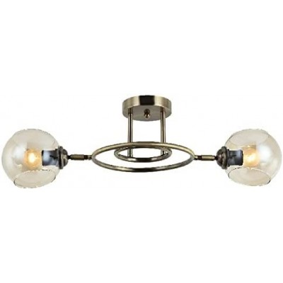 157,95 € Kostenloser Versand | Deckenlampe 57×57 cm. Doppelter Fokus Metall und glas. Golden Farbe