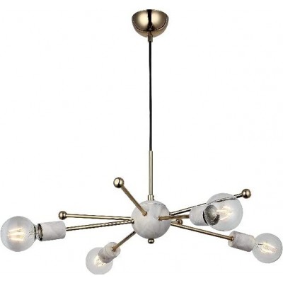 Chandelier 40W Spherical Shape 85×53 cm. 4 points of light Dining room, bedroom and lobby. Metal casting. Golden Color