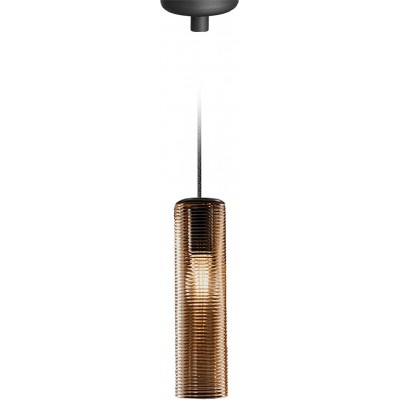 Lampe à suspension Façonner Cylindrique 45×13 cm. Salle, salle à manger et chambre. Cristal et Verre. Couleur noir