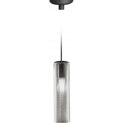 Lampe à suspension Façonner Cylindrique 45×13 cm. Salle à manger, chambre et hall. Cristal et Verre. Couleur noir