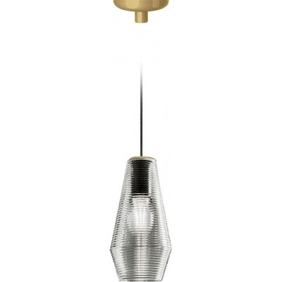 Lâmpada pendurada Forma Cilíndrica 40×22 cm. Sala de estar, sala de jantar e salão. Cristal e Vidro. Cor dourado