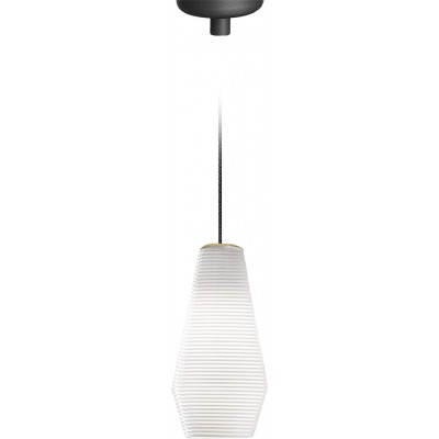 Lámpara colgante Forma Cilíndrica 40×22 cm. Salón, comedor y dormitorio. Cristal y Vidrio. Color blanco