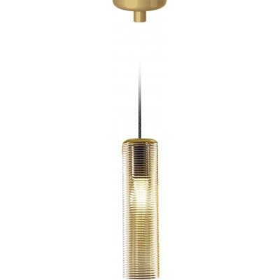 455,95 € Free Shipping | Hanging lamp 60W Cylindrical Shape 45×13 cm. Living room, bedroom and lobby. Crystal and Glass. Golden Color
