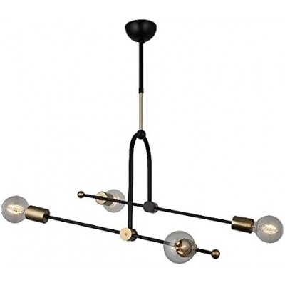 Lámpara de araña 40W Forma Alargada 60×53 cm. 4 puntos de luz Salón, comedor y dormitorio. Metal. Color negro