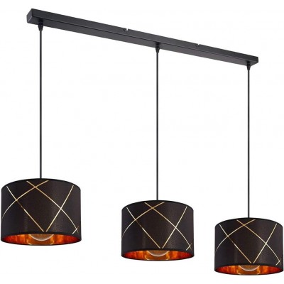 202,95 € Free Shipping | Hanging lamp 40W Cylindrical Shape 42×39 cm. Triple focus Living room, dining room and bedroom. Classic Style. Acrylic, Metal casting and Textile. Black Color