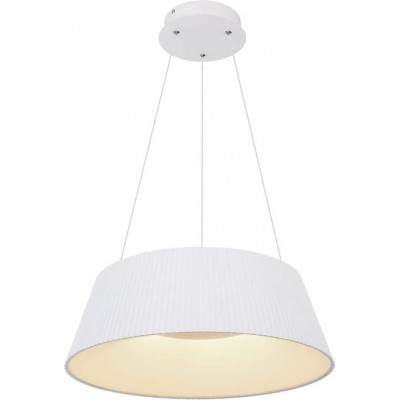 Lámpara colgante Forma Cilíndrica 42×39 cm. LED regulable, Mando a distancia Salón, comedor y dormitorio. Acrílico y Metal. Color blanco