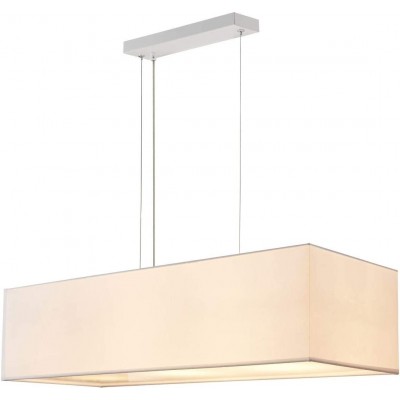 Lampe à suspension 40W Façonner Rectangulaire 87×36 cm. LED Salle à manger, chambre et hall. Style moderne. Acier et Textile. Couleur blanc