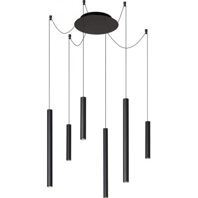 438,95 € Free Shipping | Chandelier 24W 150×125 cm. 6 spotlights Aluminum. Black Color