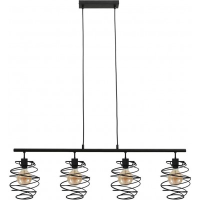 Lampe à suspension 60W 130×111 cm. 4 projecteurs Salle, salle à manger et hall. Style rétro. Acier. Couleur noir