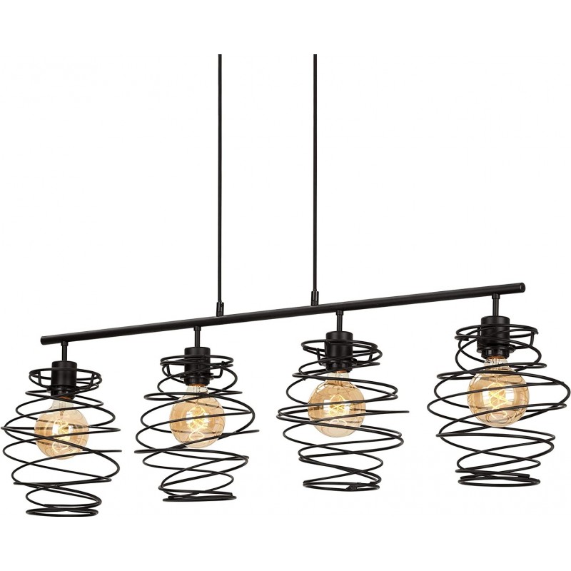 348,95 € Free Shipping | Hanging lamp 60W 130×111 cm. 4 spotlights Living room, dining room and lobby. Retro Style. Steel. Black Color