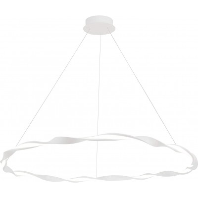Lámpara colgante 46W Forma Redonda Ø 105 cm. Altura ajustable Salón, comedor y vestíbulo. Estilo moderno. Aluminio. Color blanco
