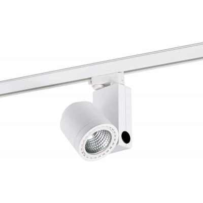 Indoor spotlight 17W 2700K Very warm light. Cylindrical Shape 24×16 cm. Adjustable LED. Installation in track-rail system Living room, bedroom and lobby. Aluminum. White Color