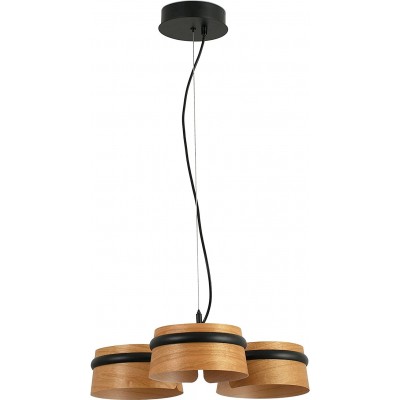 Hanging lamp 6W 2700K Very warm light. 52 cm. Triple LED spotlight Metal casting and glass. Black Color